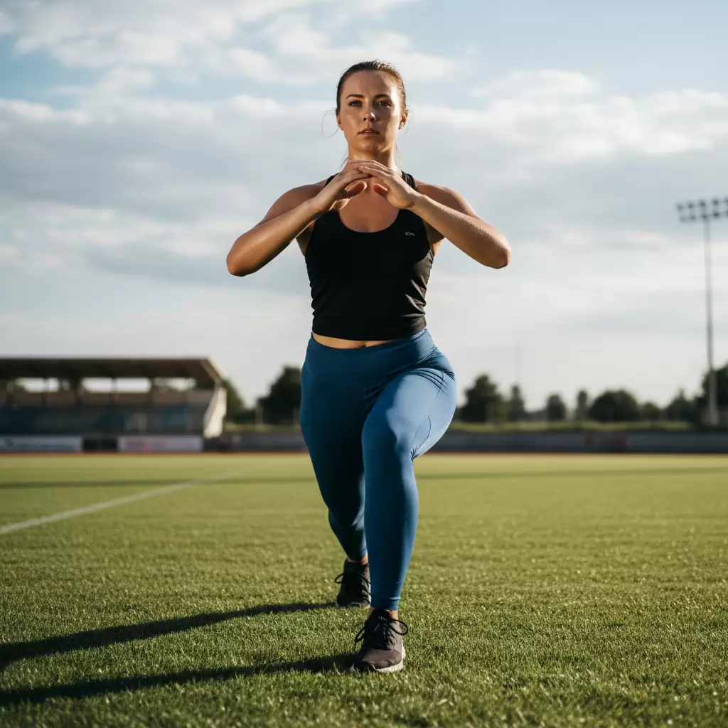 Bài tập Walking Lunges là một phần quan trọng trong quy trình khởi động