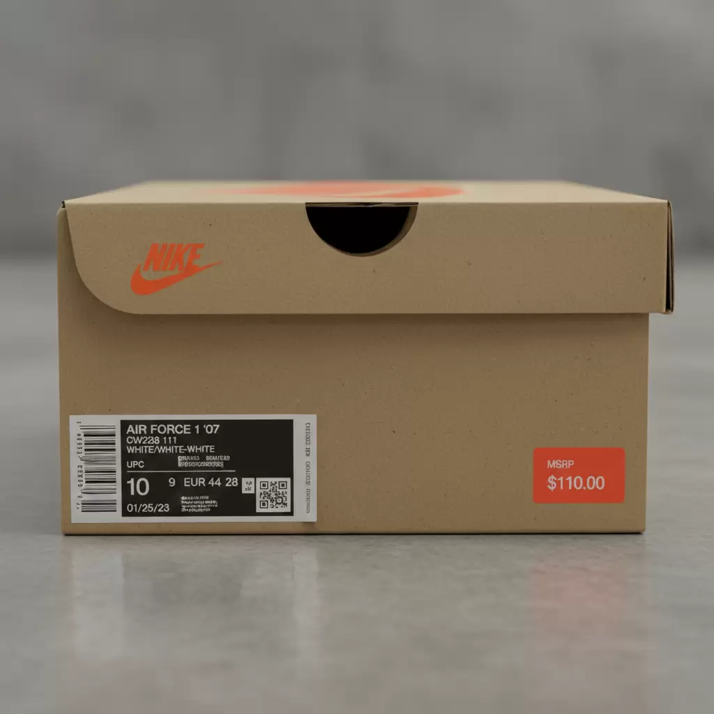 Hộp giày Nike chính hãng có độ hoàn thiện cao với thông tin in ấn sắc nét