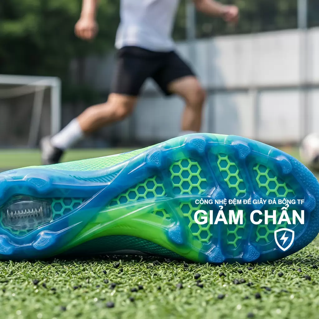 Hệ thống đệm giảm chấn hiện đại giúp bảo vệ tối đa đôi chân người chơi