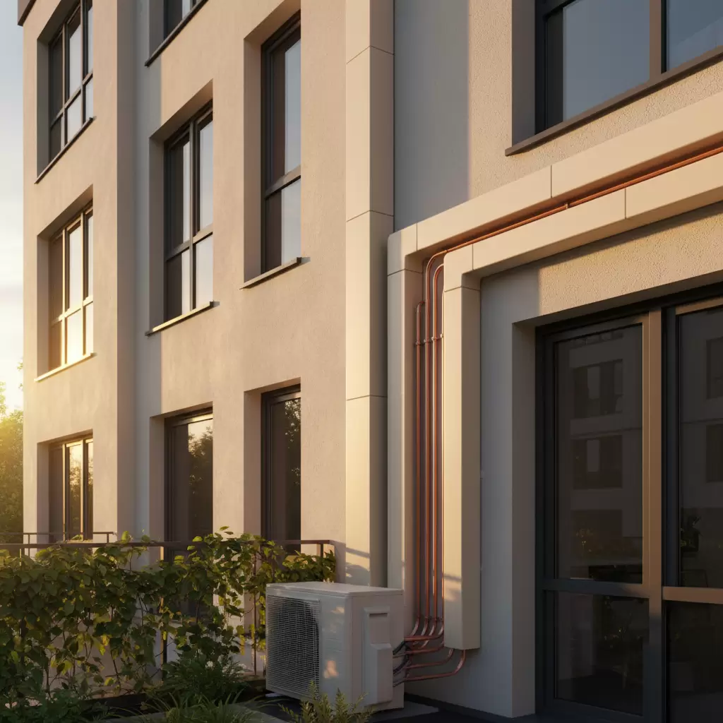 Hệ thống ống đồng được bảo vệ chuyên nghiệp giúp tăng tuổi thọ máy lạnh