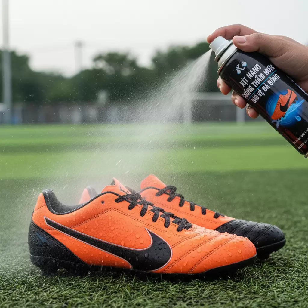 Lớp phủ nano giúp ngăn chặn nước mưa và vết bẩn thấm sâu vào chất liệu giày