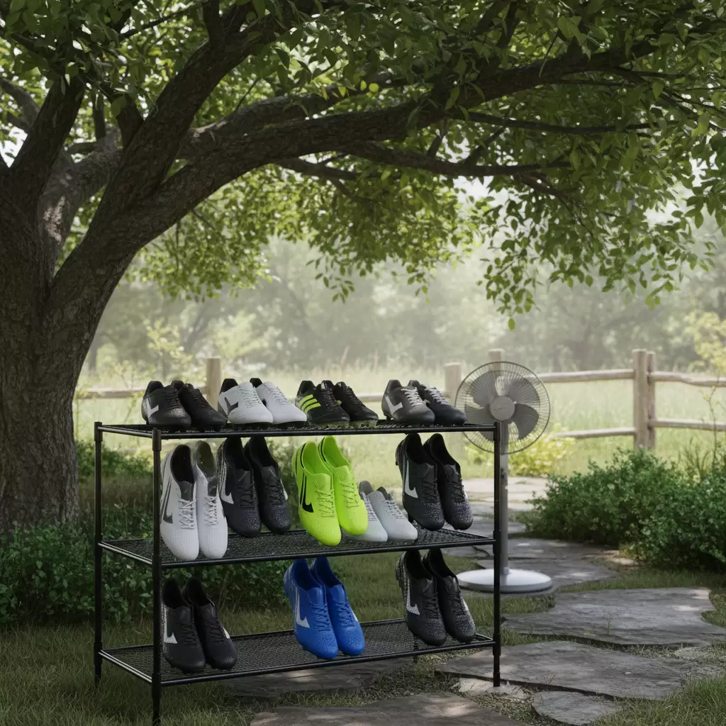 Đặt giày ở nơi thoáng gió giúp giày khô tự nhiên và giữ được form dáng ban đầu