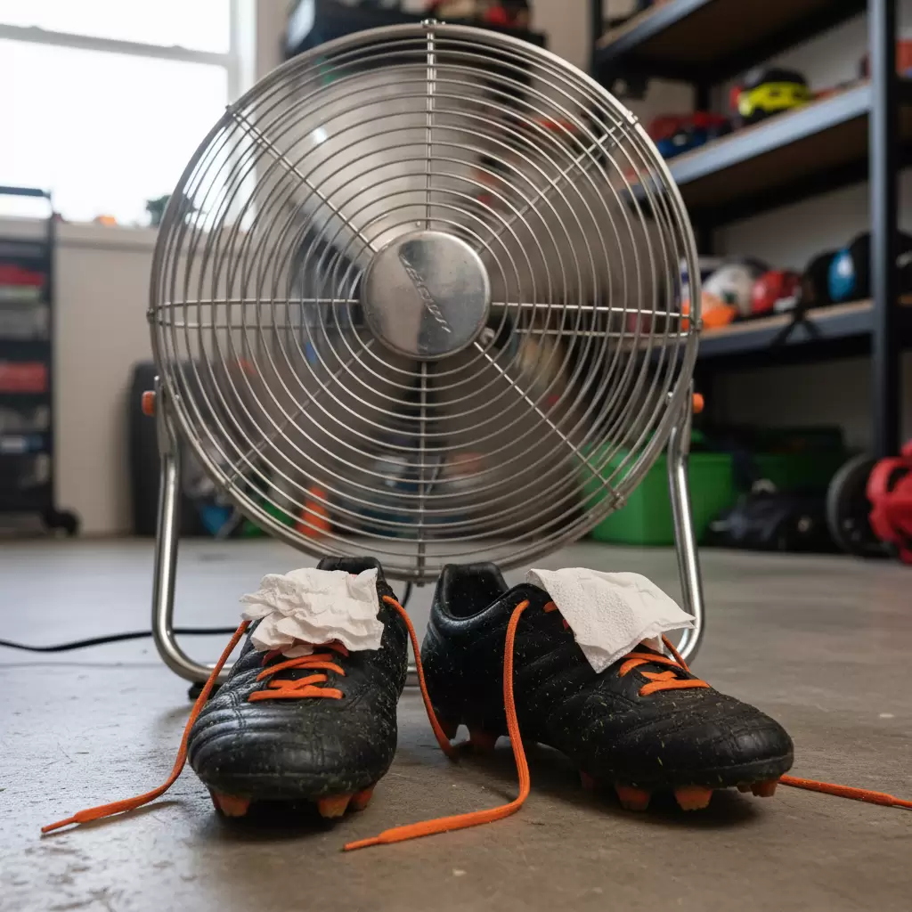Sử dụng gió quạt là cách làm khô giày an toàn và hiệu quả tại nhà