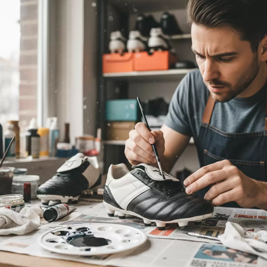 Sử dụng sơn chuyên dụng để phục hồi bề mặt da giày bị nổ