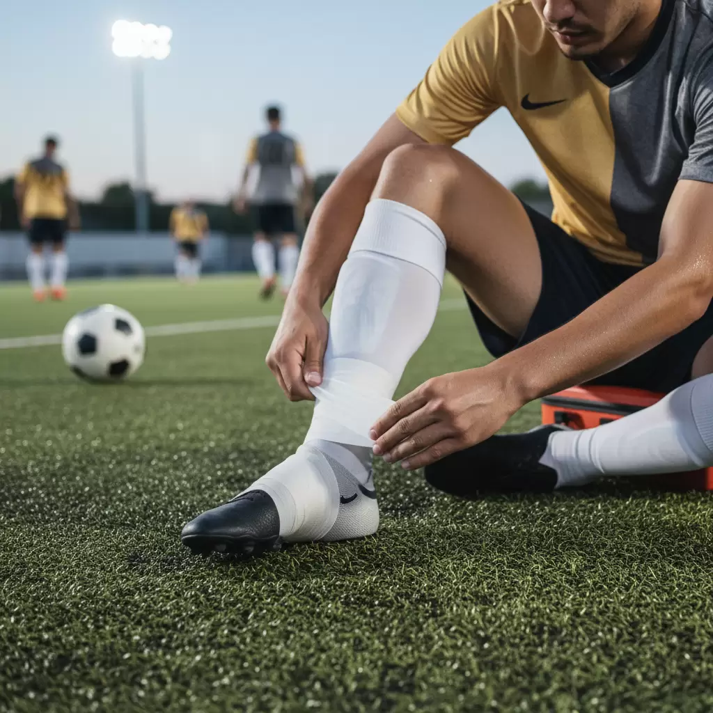 Nắm vững cách băng cổ chân bảo vệ khi đá bóng sân cỏ nhân tạo là kỹ năng quan trọng của mọi cầu thủ