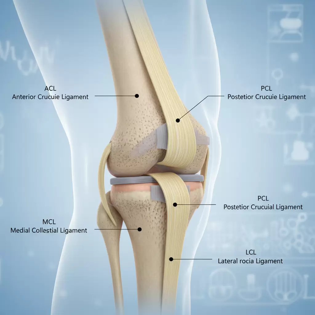 Sơ đồ các dây chằng quan trọng cần được bảo vệ trong khớp gối