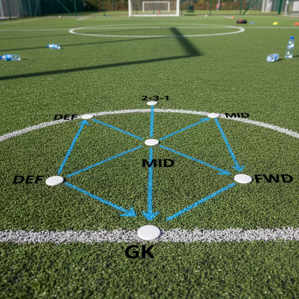 Sơ đồ chiến thuật sân 7 đòi hỏi sự luân chuyển vị trí linh hoạt giữa các tuyến