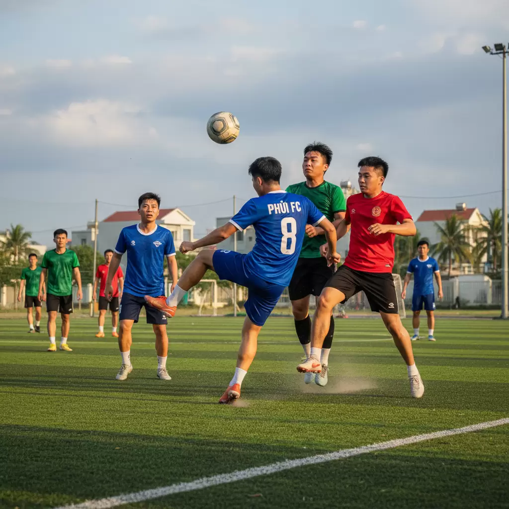 Không khí sôi động và cuồng nhiệt tại một trận đấu bóng đá phủi tiêu biểu