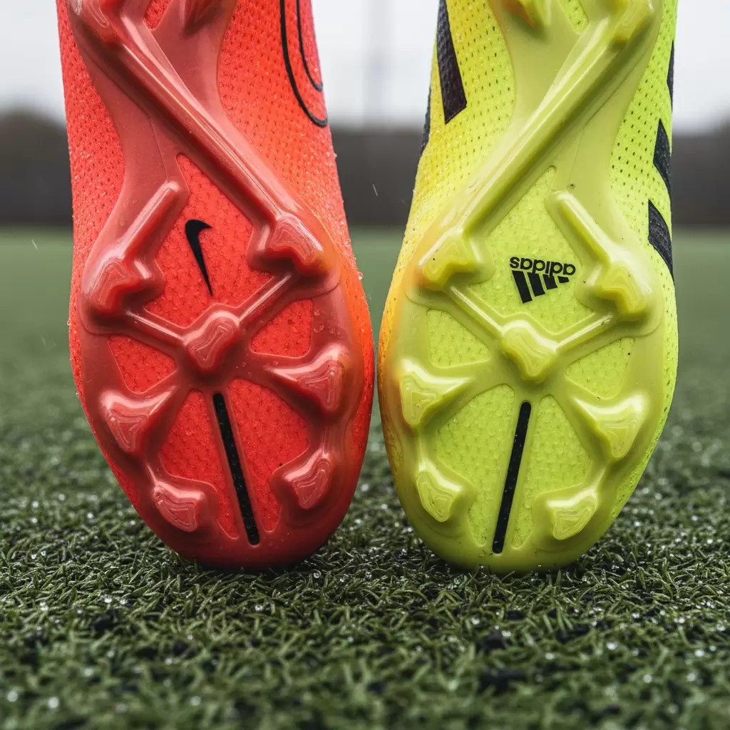 Thiết kế đinh giày khác biệt ảnh hưởng đến khả năng bám sân và xoay sở