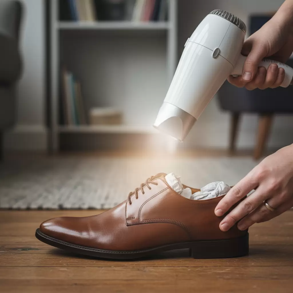 Sử dụng nhiệt độ vừa phải giúp làm giãn nở và mềm chất liệu giày cứng