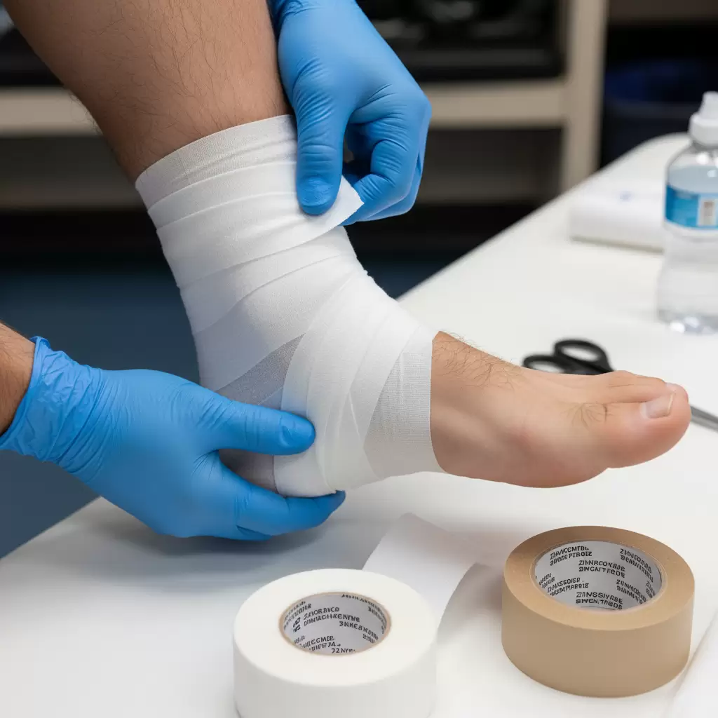 Kỹ thuật dán băng keo hình số 8 giúp bảo vệ cổ chân tối đa trước các pha va chạm