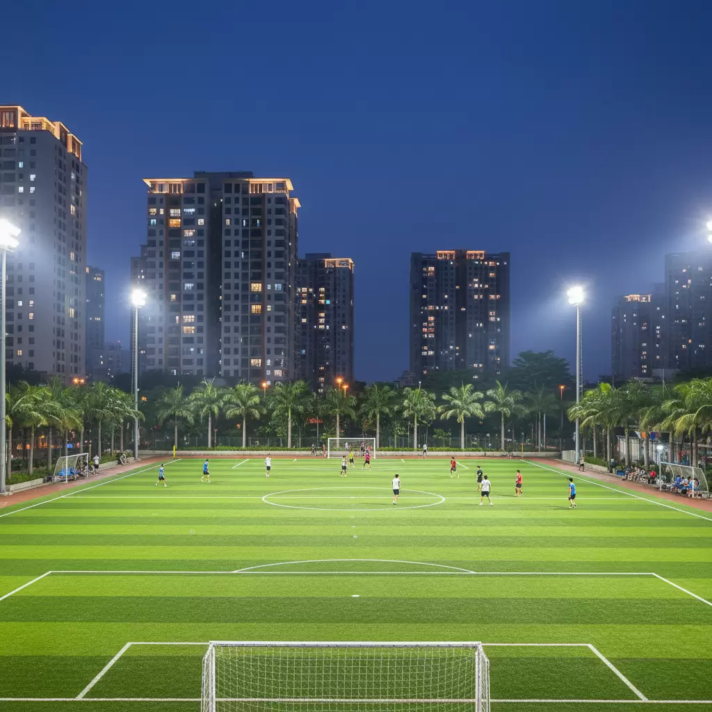 Hệ thống sân cỏ nhân tạo hiện đại và lung linh tại TPHCM về đêm