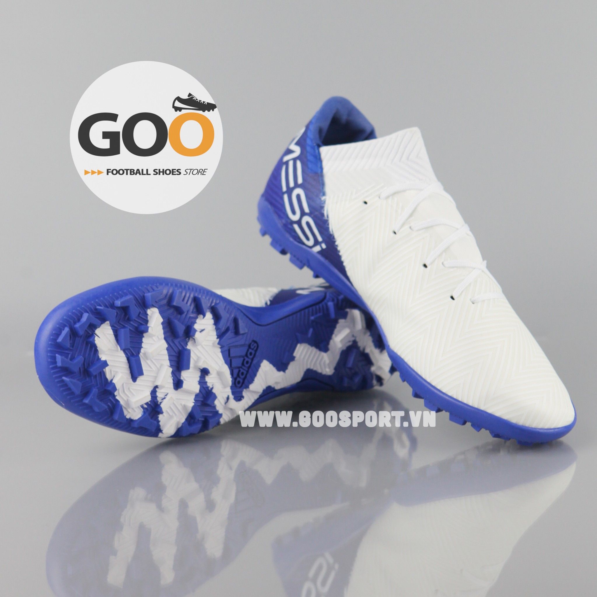 Adidas Nemeziz 18.3 TF trắng xanh dương