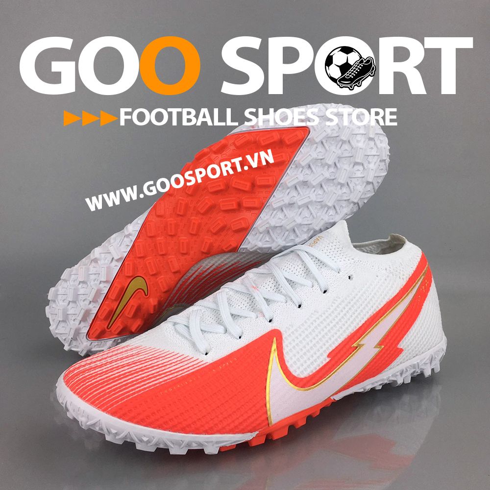 Nike Mercurial Vapor 13 TF tia chớp trắng đỏ