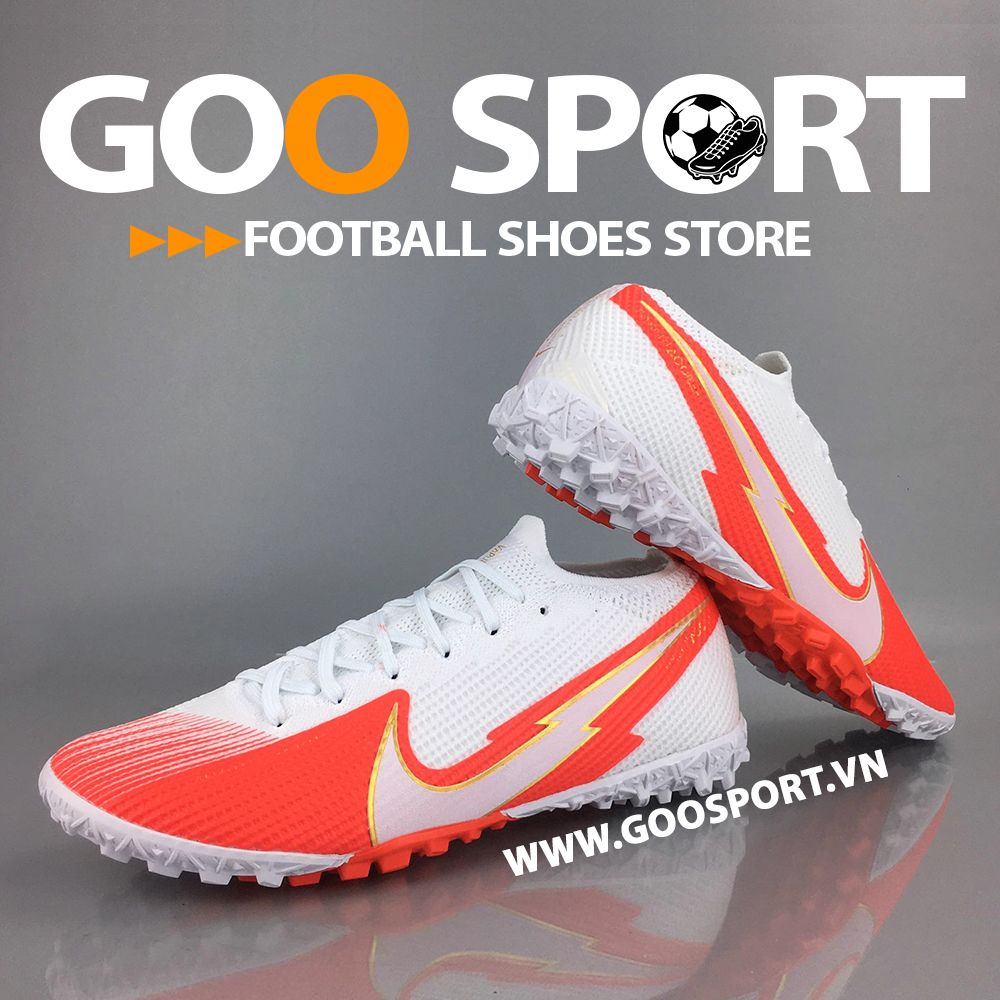 Nike Mercurial Vapor 13 TF tia chớp trắng đỏ