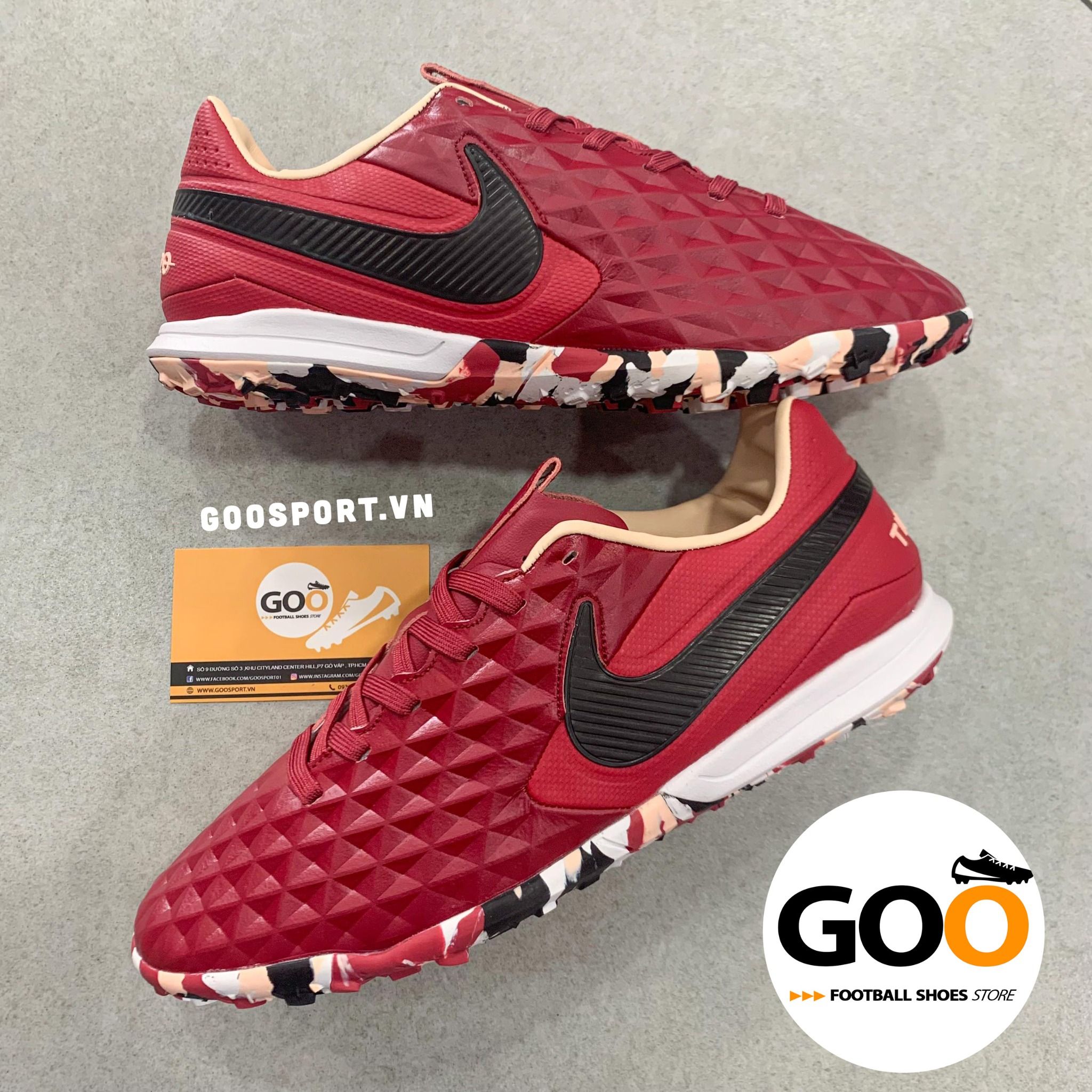 Nike Tiempo 8 TF đỏ đô camo